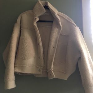 Faux shearling and suede oversized jacket